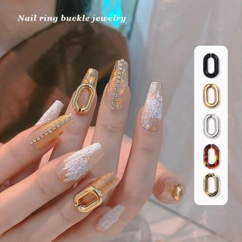 30 Pcs/Pack Autumn Nail Art Ring Buckle Jewelry Multi-Colors 3D Charms Oval Manicure Decoration Accessories