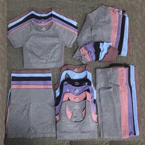 Yoga Set Women Sport Suit For Fitness Workout Bra Tops Shorts Leggings Sportswear Solid Gym Active Wear Jogger Running Tights