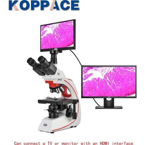 KOPPACE 40X-1600X 11.6-inch HDMI Biological Microscope 2 Million Pixels Research-Grade Compound Lab Electronic Microscope