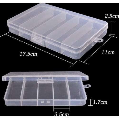 5 Compartment Fishing Tackle Box Fishing Bait Lure Hooks Box Bait Storage Case Organizer Sorting Box Fishing Accessories Tool
