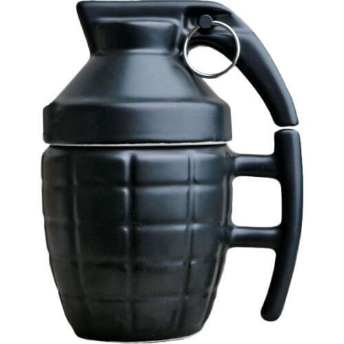 Creative Grenade Drinkware Mugs Ceramic Water Coffee Tea Mug Cup with Cover Lid White/Black 280ml Grenade Boom Cups Office Gifts