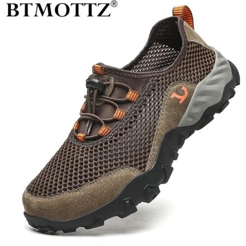 Summer Mesh Outdoor Hard-Wearing Sneakers Men Hiking Shoes Breathable Trekking Shoes Quick-dry Wading Shoes Men Plus Size 39-48
