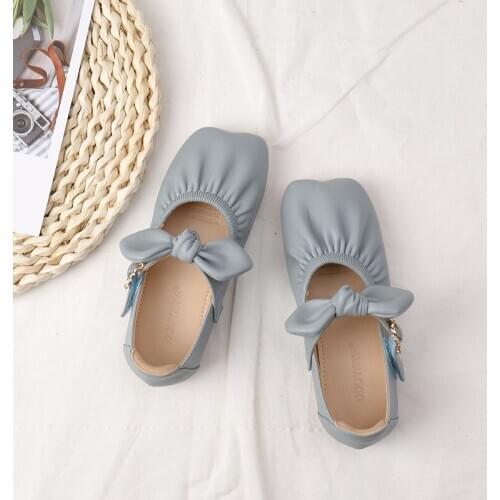 Girls Small Leather Shoes Childrens Moccasin-Gommino Black Western Style Soft Bottom Princess Shoes Square Head Single Shoes