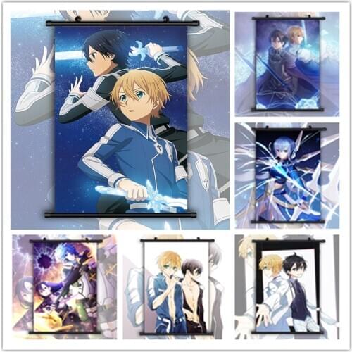 Sword Art Online Kirito Sinon Asada Shino Anime Manga HD Print Wall Poster Scroll