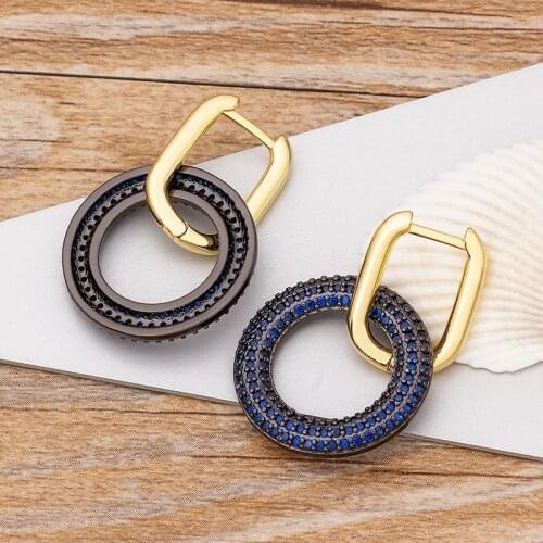 Fashion 5 Colors Choice Round Shape Drop Earrings Dangle Micro Pave Copper CZ Jewelry For Women Wedding Party Christmas Gifts