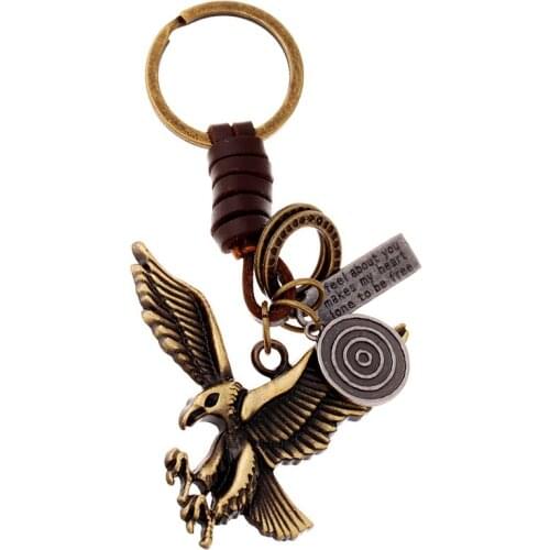 Fashion Vintage Bronze Animal Eagle Keychain Bag Keyfobs Llaveros Charm Car Key Chain Ring Holder Novelty Accessories Gift FY049