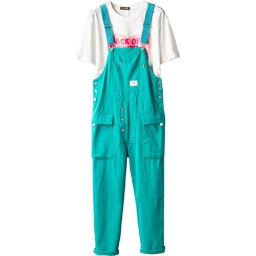 2021 Autumn Overalls Mens Bib Jumpsuits Cotton Multi-Pocket Street Hip Hop Fashion Pants Male Solid Casual Trousers Clothing