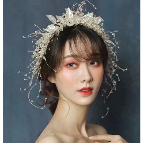 NiuShuya Luxury Beaded Crystal Wedding Crown gold Color Bridal Tiara Hair Jewelry Handmade Women Party Prom Hairband