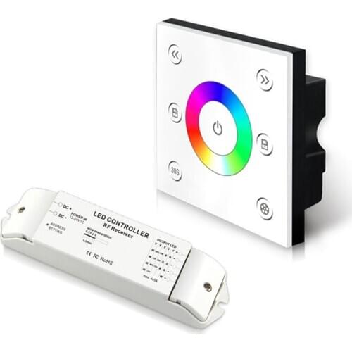 New RGB Strip LED Controller AC 85V-265V Wall Touchable Panel RF Wireless Receiver DC 12V-24V 5A*4CH 20A Rgb String Tape Dim