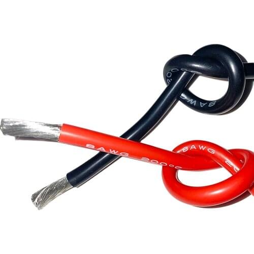 Original Silicone Rubber Wire AWG 10M Cables Gauge Red Black Tinned Copper Wire High Temperature Flexible Aviation wires 8 AWG