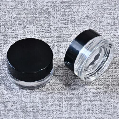 Food Grade Non-Stick 3ml 5ml Glass Jar Tempered Glass Container Wax Dab Jar Dry Herb Container With Black Lid LX9245
