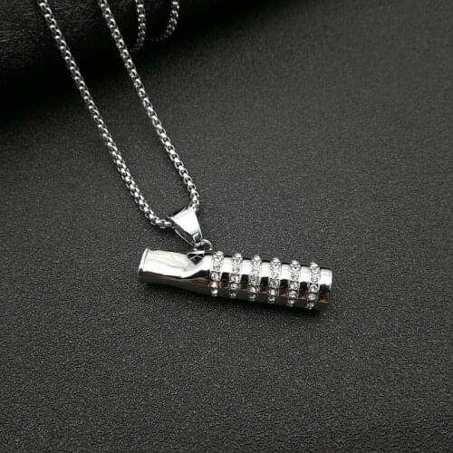 POTCET Neutral Stainless Steel Titanium Steel Cigarette Holder Modeling Pendant Necklace Geometric Fashion Hip Hop Party Jewelry