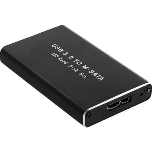 Portable SSD Hard Drive Case Hard Drive Enclosure USB3.0 to mSATA Adapter Aluminum Alloy External HD SSD Hard Disk Case Box