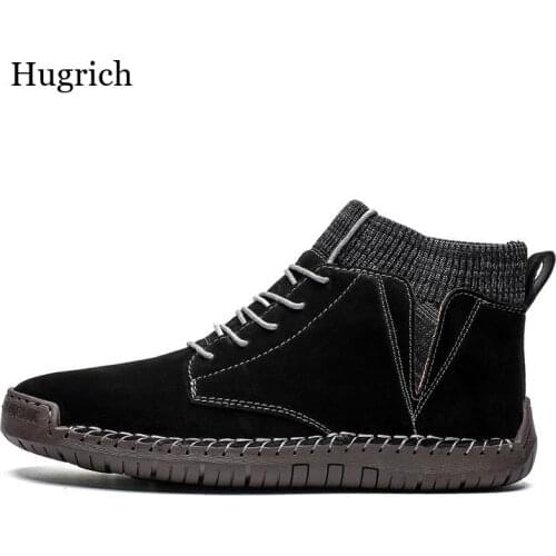 Plus Size Men Winter Boots Suede Leather Boots Men Snow Boots Waterproof Winter Shoes Leather Men Ankle Boots Fur Men Shoes