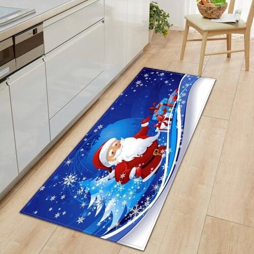 Christmas Pattern Entrance Doormat Kitchen Carpet Bedroom Living Room Floor Mat Home Anti-slip Balcony Hallway Rug Decorative