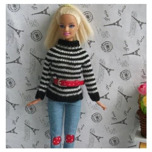Xmas gift for girls Handmade Pretty high quality Stripe Sweater Top Clothes For BB 1:6 Doll BBI00123