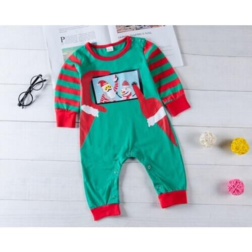 Christmas Family Pack Family New Year Dress Pajama Set Cotton Cartoon Stripes Santa Claus
