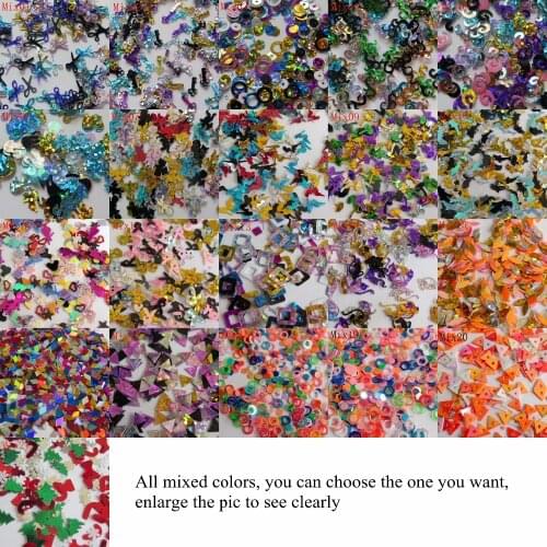 Retail 3g/Jar Mixed-Designs Different Mix Glitter Bag Nice Nail art Glitter Pieces Christmas Key Circle Swirl Square Triangle