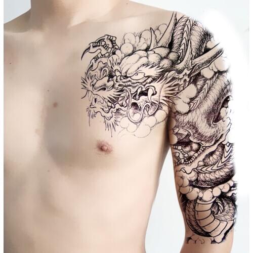 Waterproof and durable simulation of black-arm totem Semi-armor breast tattoo body-to-body painting