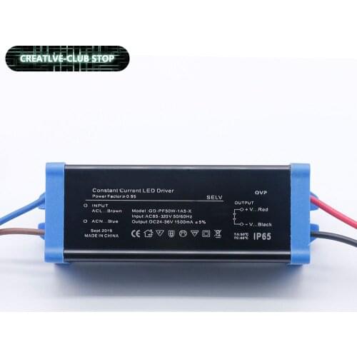 50W 30W 20W Waterproof IP65 LED driver AC85-265V Power Supply constant current voltage DC24-36V LED lighting transformer DIY
