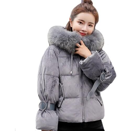 Vogue Clothes Woman Fad Velvet Winter Jacket Women Ladies Sweet Hooded With Fur Collar Female Short Parka Coat Mujer Invierno