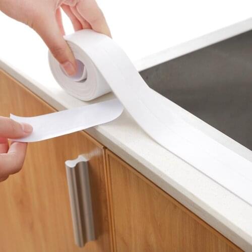 1 Roll Of Shower Tray Bathtub Sealing Tape White PVC Self-Adhesive Waterproof Wall Sticker Suitable For Bathroom And Kitchen