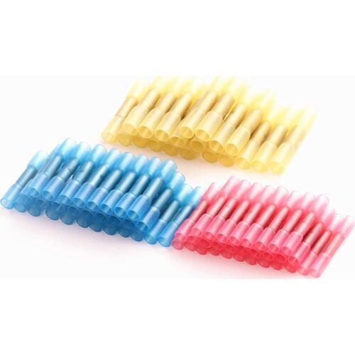100Pcs Heat Shrink Butt Terminal 3 Sizes Crimp Terminals Insulated Waterproof Electrical Wire Cable Connectors For 22-10 AWG