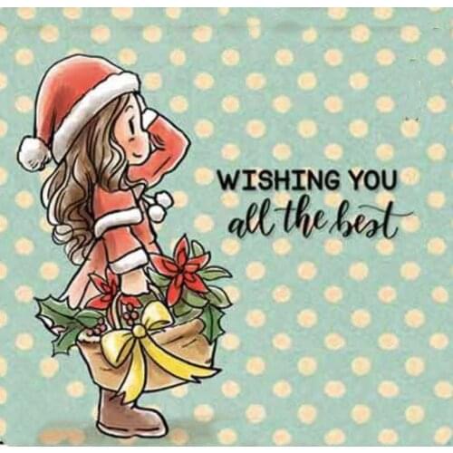 10x10 Girl holding flower basket Ttransparent Clear Stamps Silicone Seals for DIY scrapbooking photo album Card Making