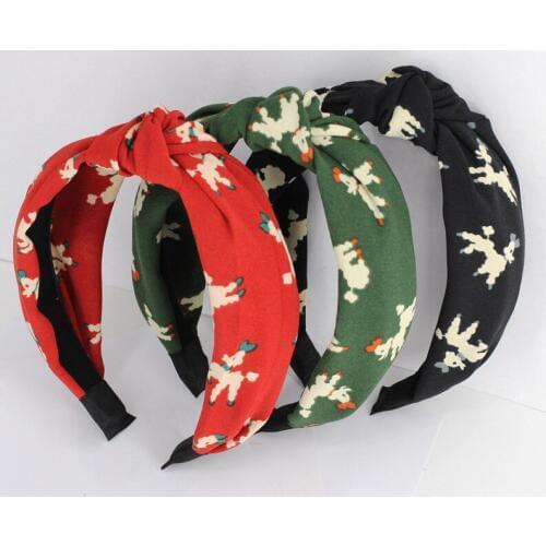 12pcs New Korean Cute Hoggerel Print Fabric Hairband Fashion Hair Accessories Top Knotted Bow Headband for women and Girls