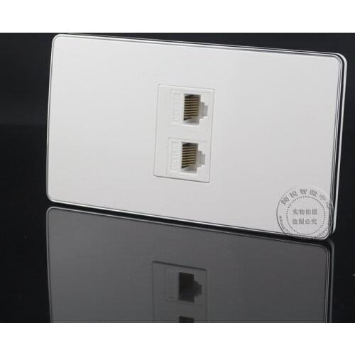 120MM Wall Socket Plate 2 Ports Dual Network LAN RJ45 Cat5e Outlet Panel Faceplate Home Adapter Plug