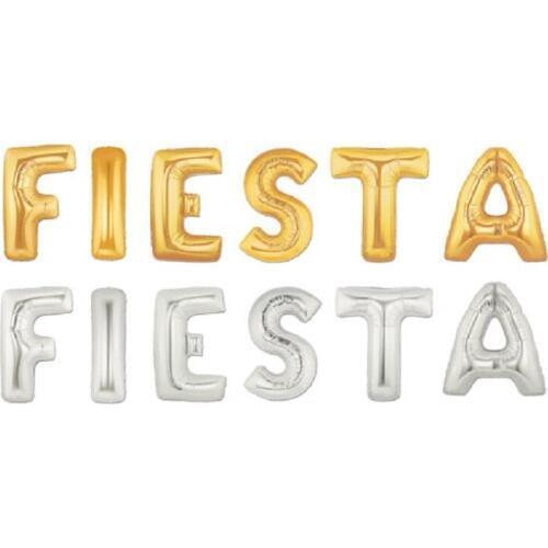 16 Inch 6Pcs FIESTA Gold Silver Foil Letter Helium Balloons Hen Party Banner Fiesta Party Decor Cinco De Mayo Balloon Supplies