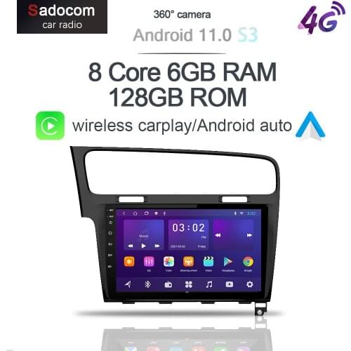 360 Panoramic Camera Carplay 6G+128GB Android 10.0 Car DVD Player GPS WIFI Bluetooth Radio For VW Golf 7 2013-2017 Black Silver