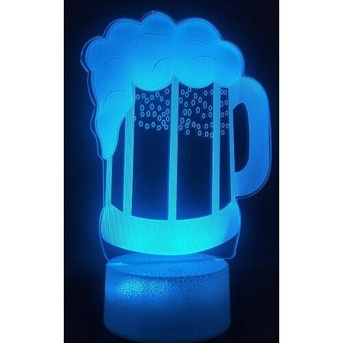 3D Lamp Battery Operated Beer Glass 7 Colors with Remote Living Room Decoration Unique Present for Teenager Led Night Light Lamp