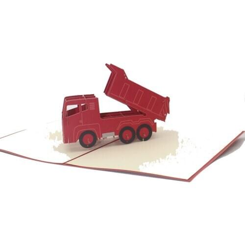 3D Laser Cut Handmade Red Truck Autotruck Paper Invitation Greeting Card Postcard Boy Birthday Party Bussiness Creative Gift
