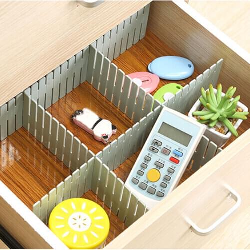 4pcs Adjustable Plastic Drawer Divider DIY Storage Shelves Household Free Combination Partition Board Space-saving Dropship