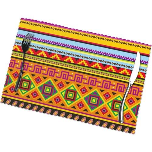 6 PCS Placemat Mexican Pattern Fabric Table Mats Tableware Kitchen Tool Table Mats