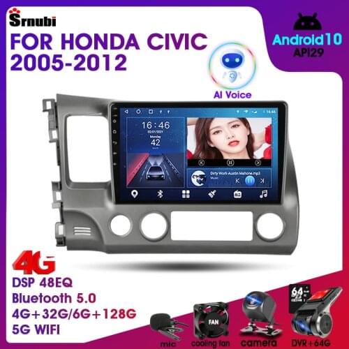 Android 10 AI Voice Control 4G net wifi DSP DSP Car Radio Multimedia For Honda Civic 8 2005-2011 Navigation GPS NO 2 din MP5 DVD