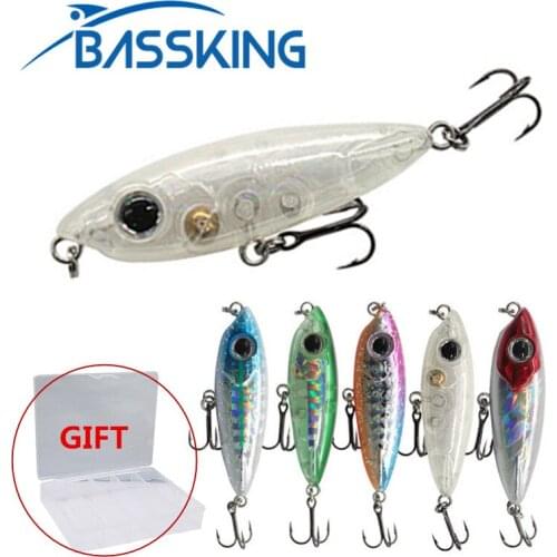 BASSKING 5Pcs Floating Pencil Bait 45mm 3.1g Fishing Lure Set VMC Hooks Isca Artificial Para Pesca Wobblers Peche Hard Bait