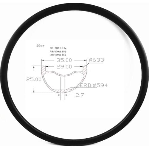 29er mountain bike wheel tubeless disc carbon rim XC/AM asymmetric 35mm width 25mm depth mtb 29 bicycle wheel glossy/matte