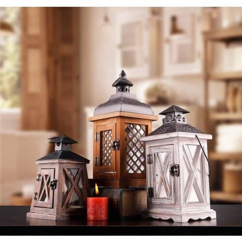 Rustic Vintage House Model Christmas Gift Candle Holder Lantern Candlestick Home Candle Rack Wedding Gifts New Year Decor Crafts