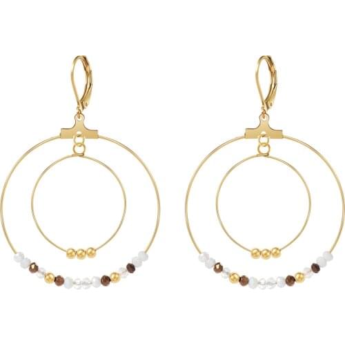 Wild & Free Trendy Hand Making Earrings Gift For Women Stainless Steel Hoop Earrings Natural Stone Drop Earring Party Jewelry