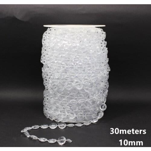 30/10M/roll 10MM Garland Diamond Strand Acrylic Crystal Bead Wedding Decoration Event Party Supplies Home Decoration