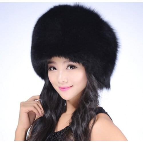 HT253 Faux Fur Hat RACCOON Winter Warm Round Top Cap Women Russian Ushanka Hat Cossack Cap Casual Beanies Women Winter Hat