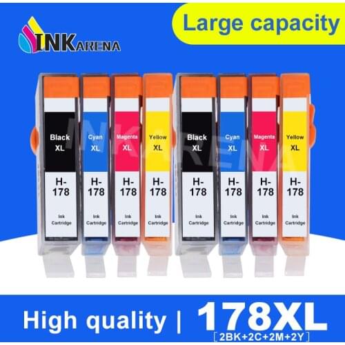 INKARENA 8 PCS Full Ink Replacement for HP178 178XL Ink Cartridge for HP 178 Photosmart 5510 5515 6510 7510 B109a B110a Printer