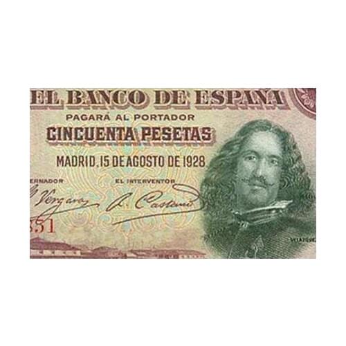 Spain 50 Pesetas, 1928 P-75, Used F-VF Condition, Original, Out of Use Now