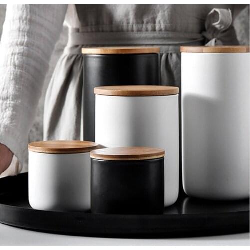 Ceramic Utensil Storage Canisters Crock Coffee Container with Lid for Food Dry Goods Kitchen In Stock