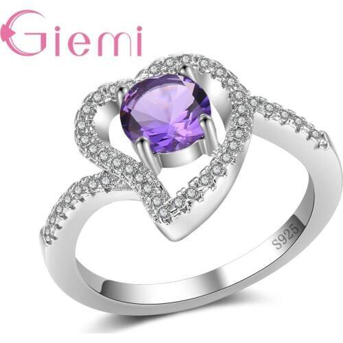 100% Love Heart High Grade 925 Sterling Silver Promise Rings for Women Girlfriends Popular Hollow Modern Ladies Bague