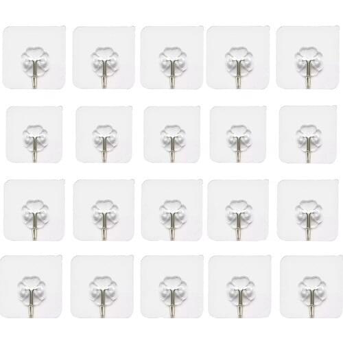 Kyrotech Strap Self-Adhesive Hanger 20 Pcs Transparent Bathroom Kitchen Towel Rack 6*6 cm