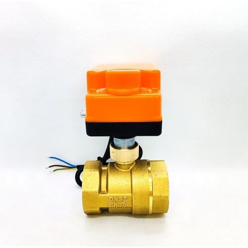 1-1/4" Brass Electric Ball Valve Three Wire Two Control Two Way Electric Actuator With Manual Switch 220V 24V 12V