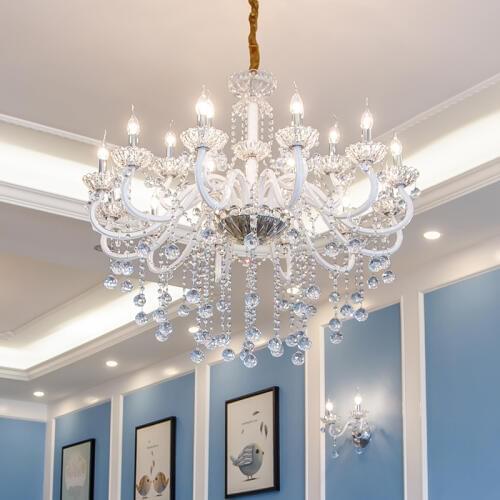 French designer Large glass Chandelier clear crystal pendants for Living Room Restaurant Led Chandelier Lighting E14 Led Lustres